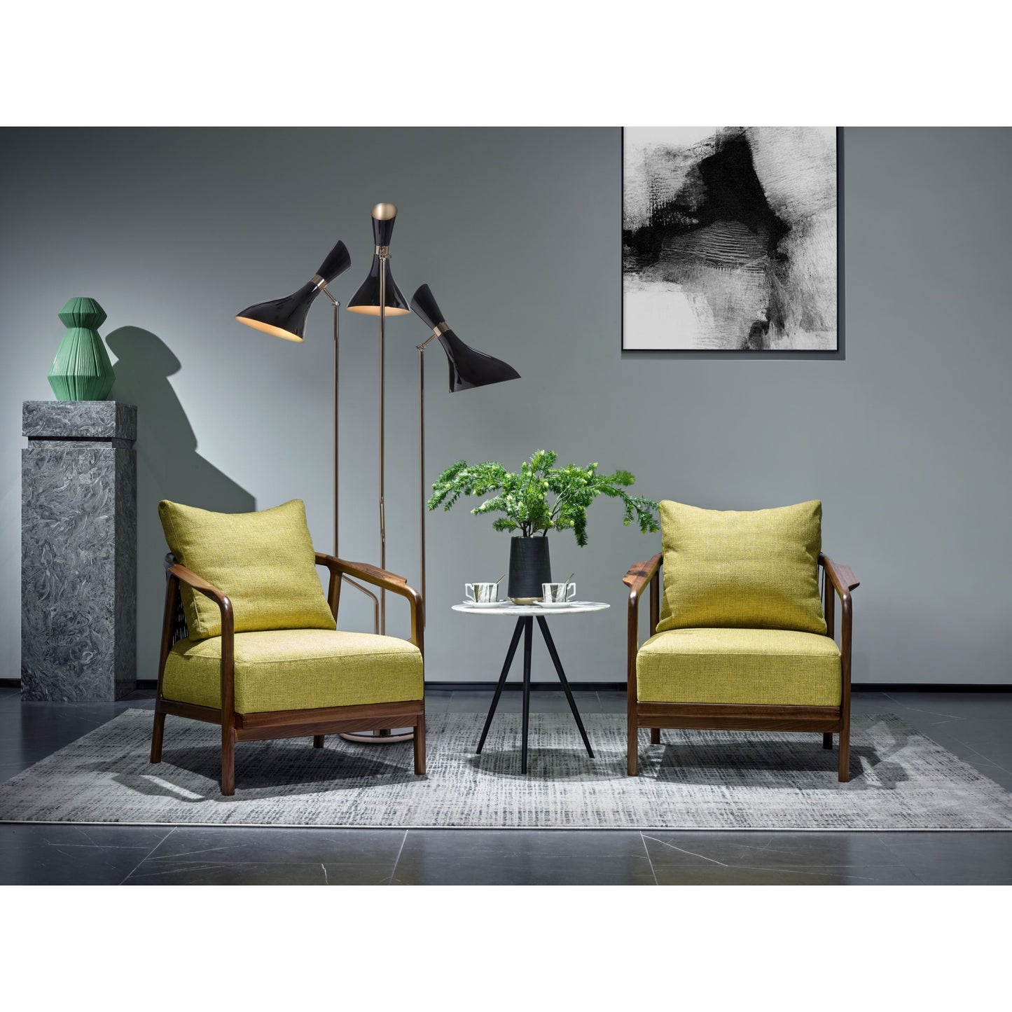 Stewart Three-Light Floor Lamp with Gold & Lacquer Body