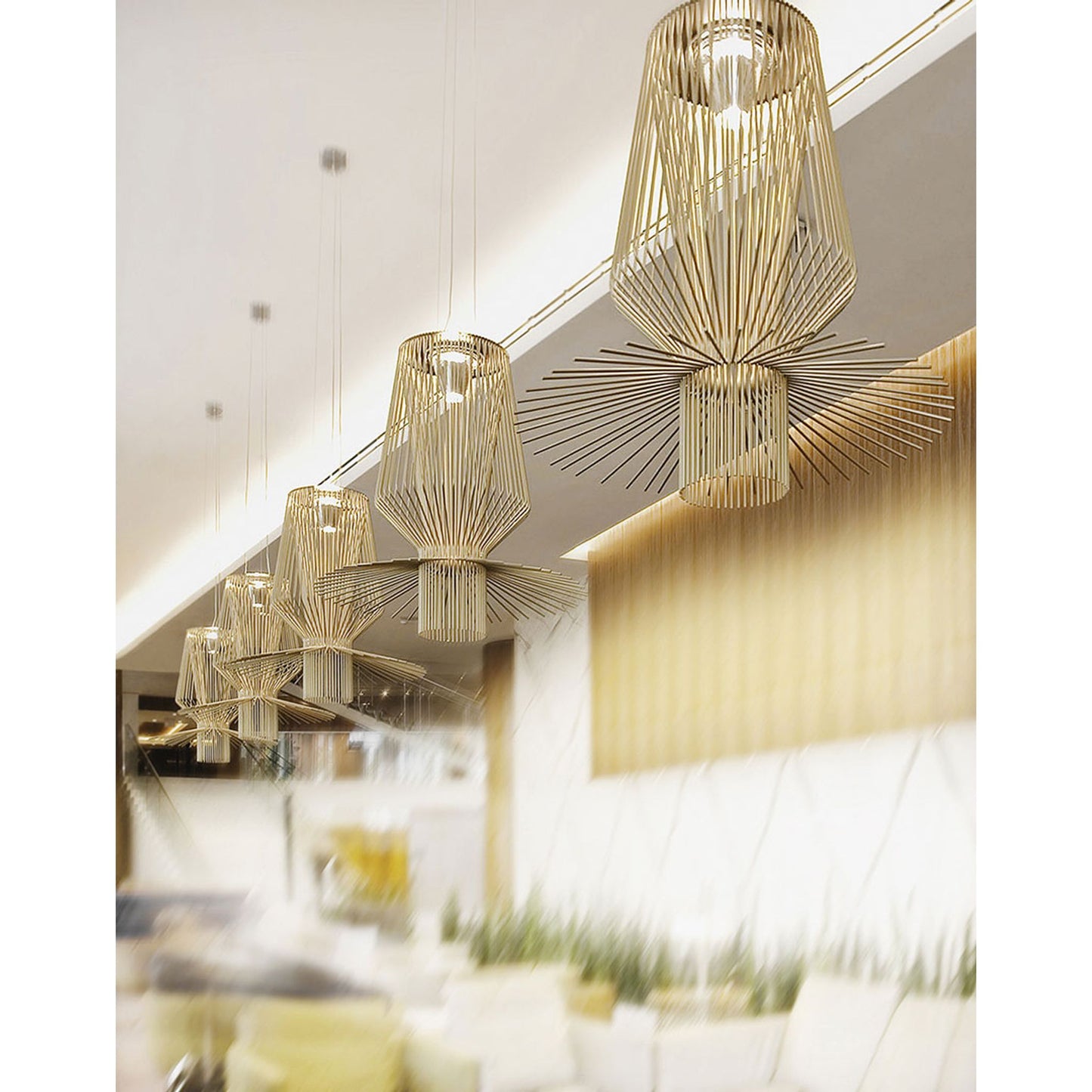 Allegro Assai Gold LED Pendant with Lacquered Aluminium & Chromed Metal