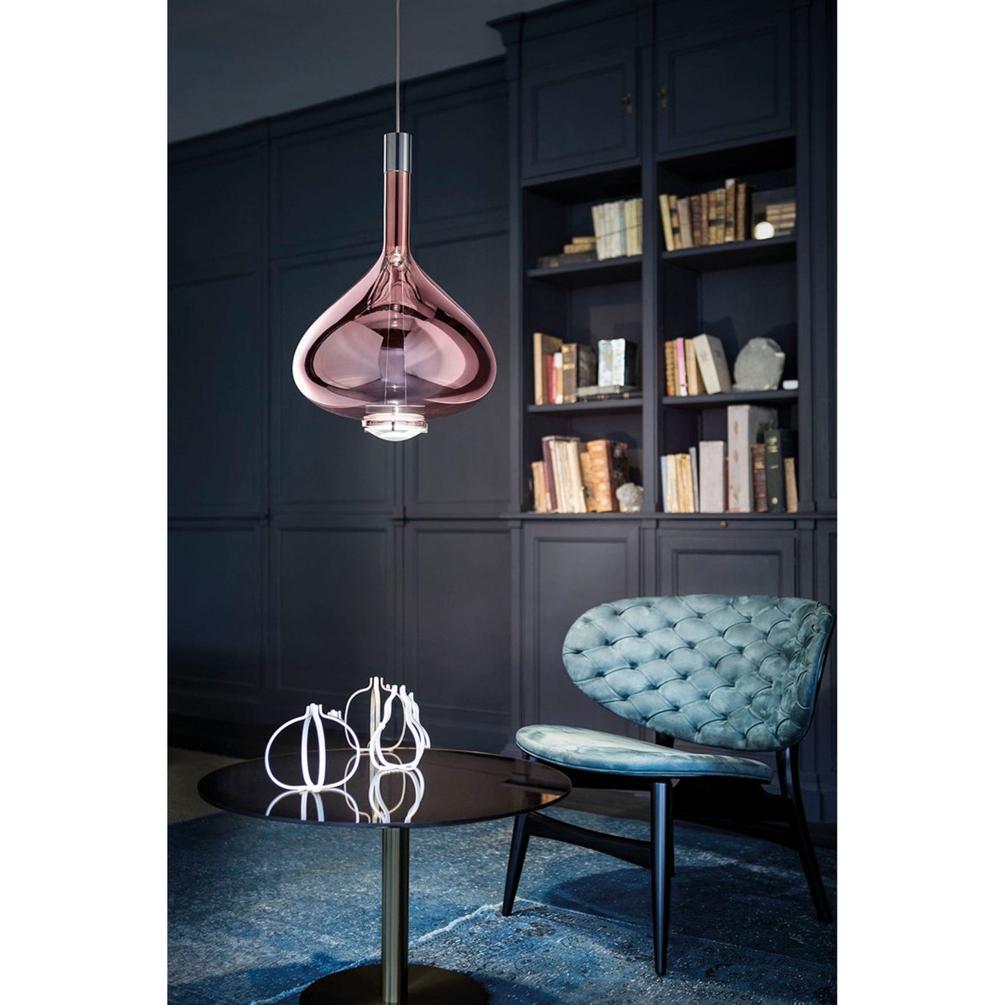 Sky Fall Large Metal Frame LED Pendant with Blown Glass Diffuser