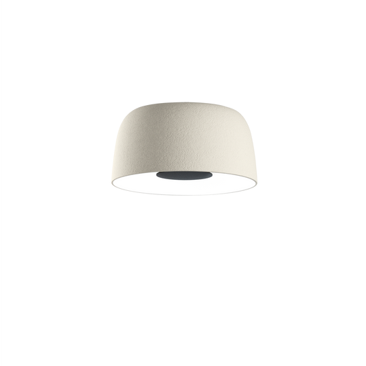 Djembe C 42.28 Large LED Ceiling Surface with Stone Texture Outer and smooth Satin White Inner