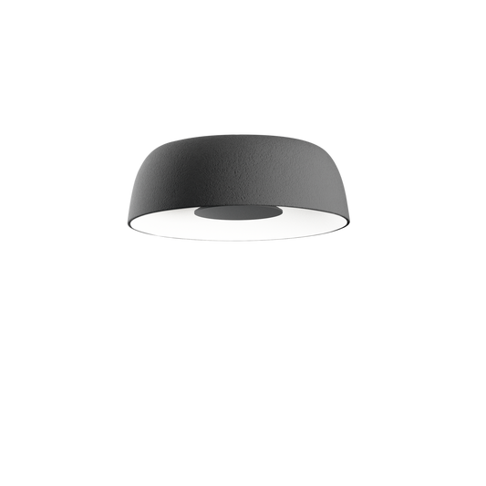 Djembe C 65.23 Small LED Ceiling Surface with Stone Texture Outer and smooth Satin White Inner