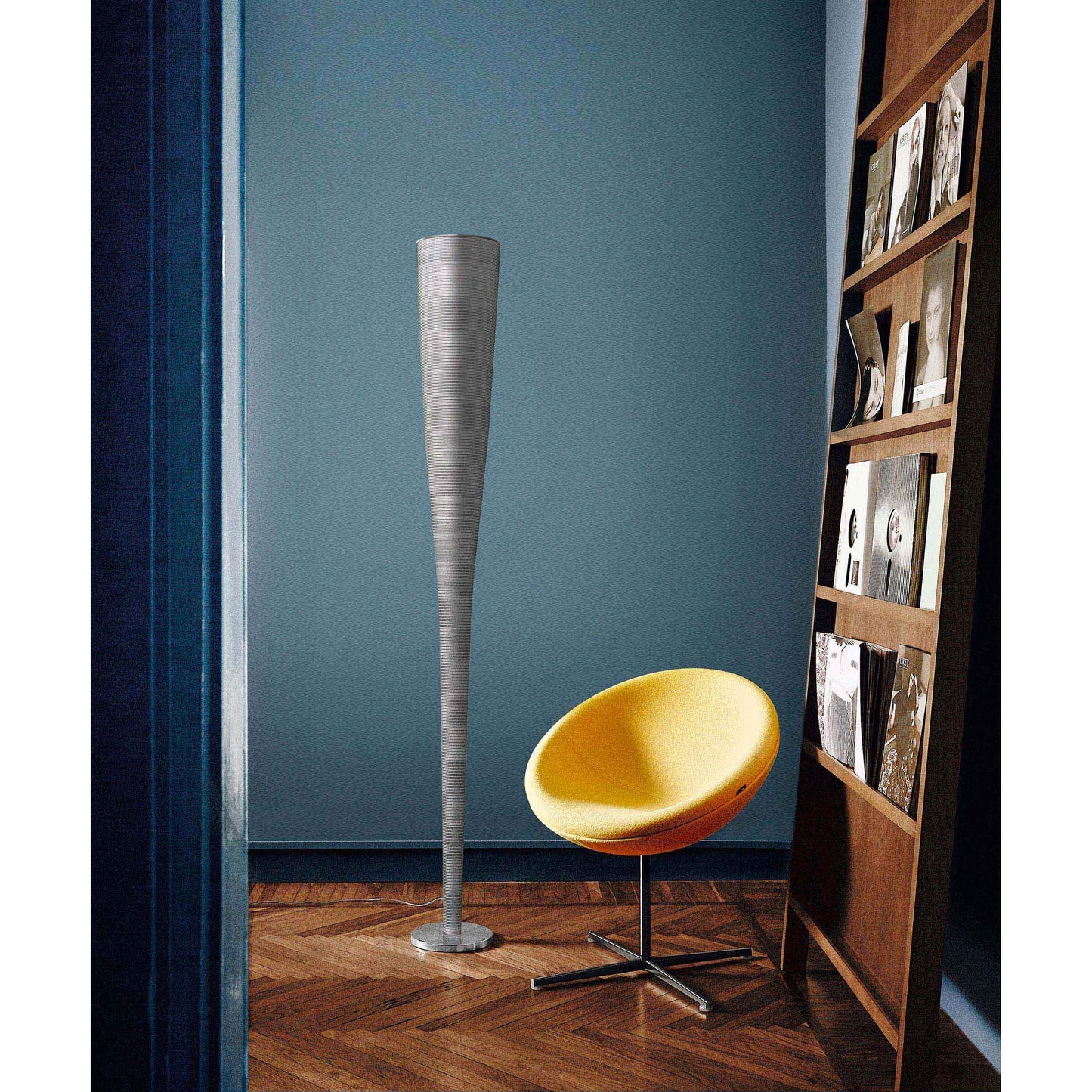 Mite Fibre Glass Floor Lamp with Nickel-Plated Metal Steel & Aluminium