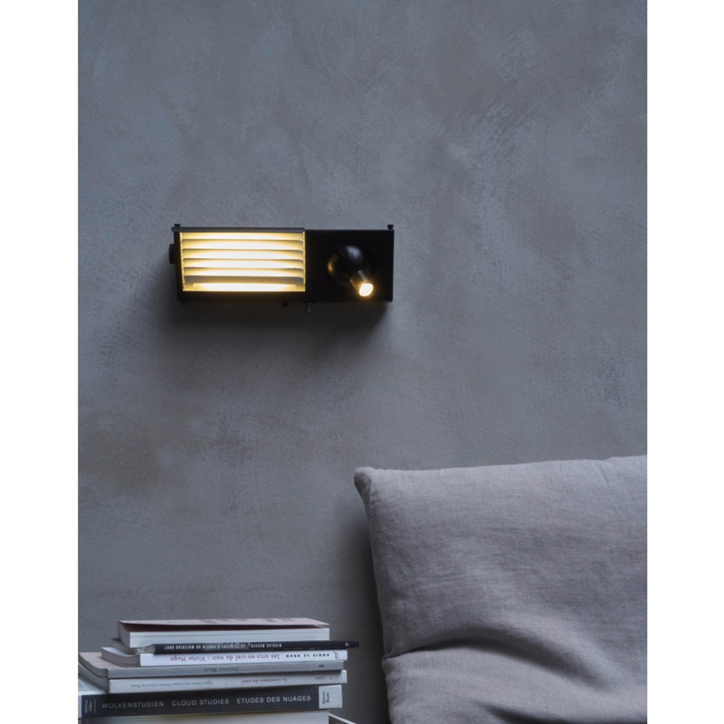 Biny Bedside Left Wall Lamp with Integrated LED Spotlight