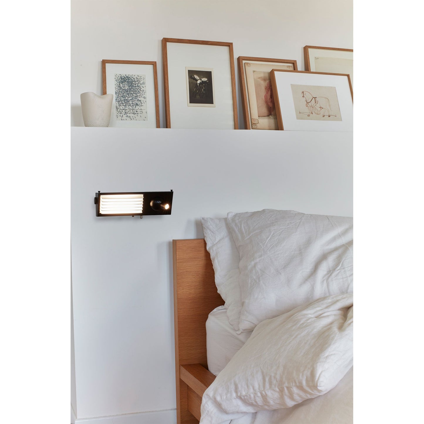 Biny Bedside Left Wall Lamp with Integrated LED Spotlight