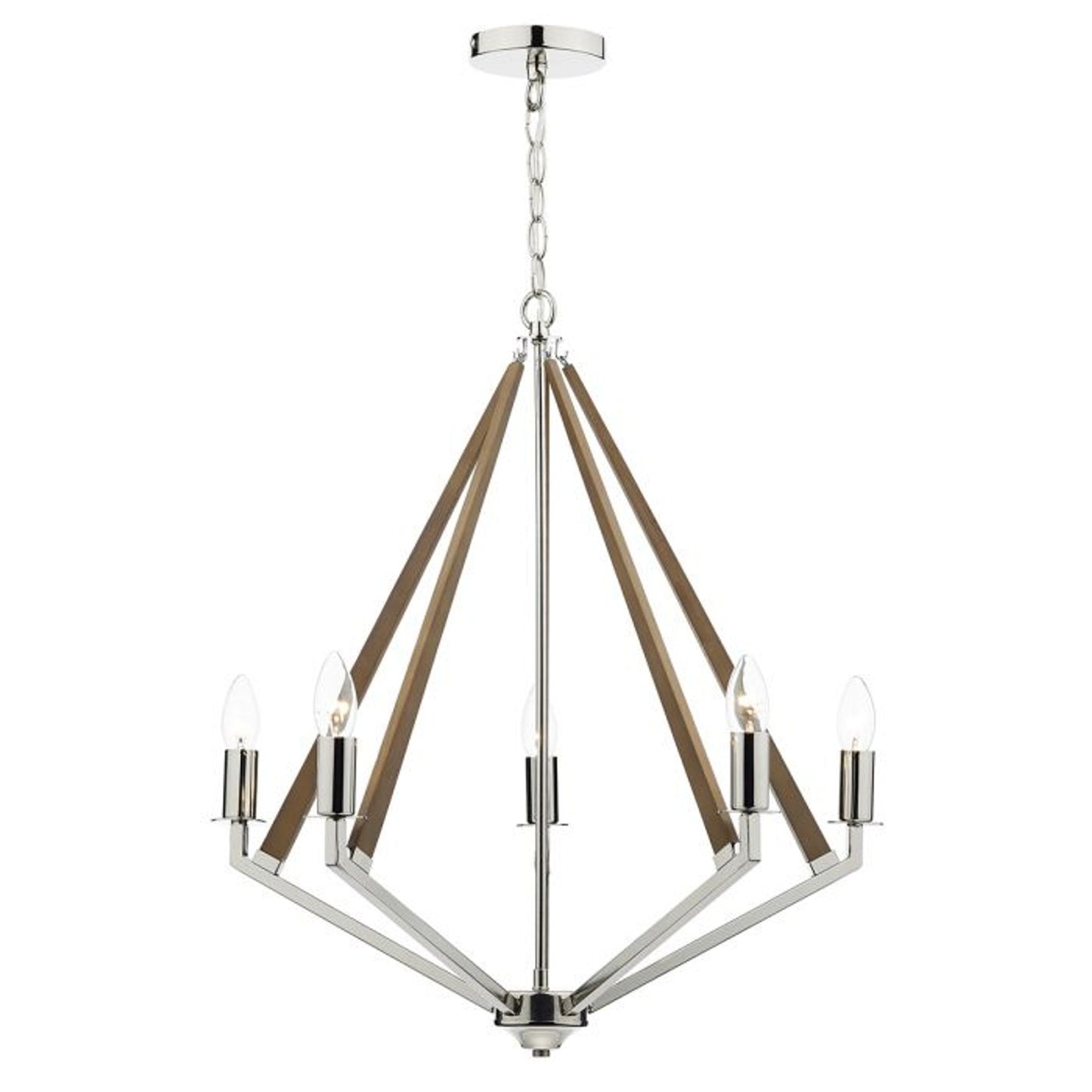 Hotel Five-Light Chandelier with Polished Nickel