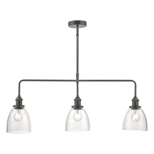 Arvin 3-Light Bar Pendant in Antique Chrome & Glass