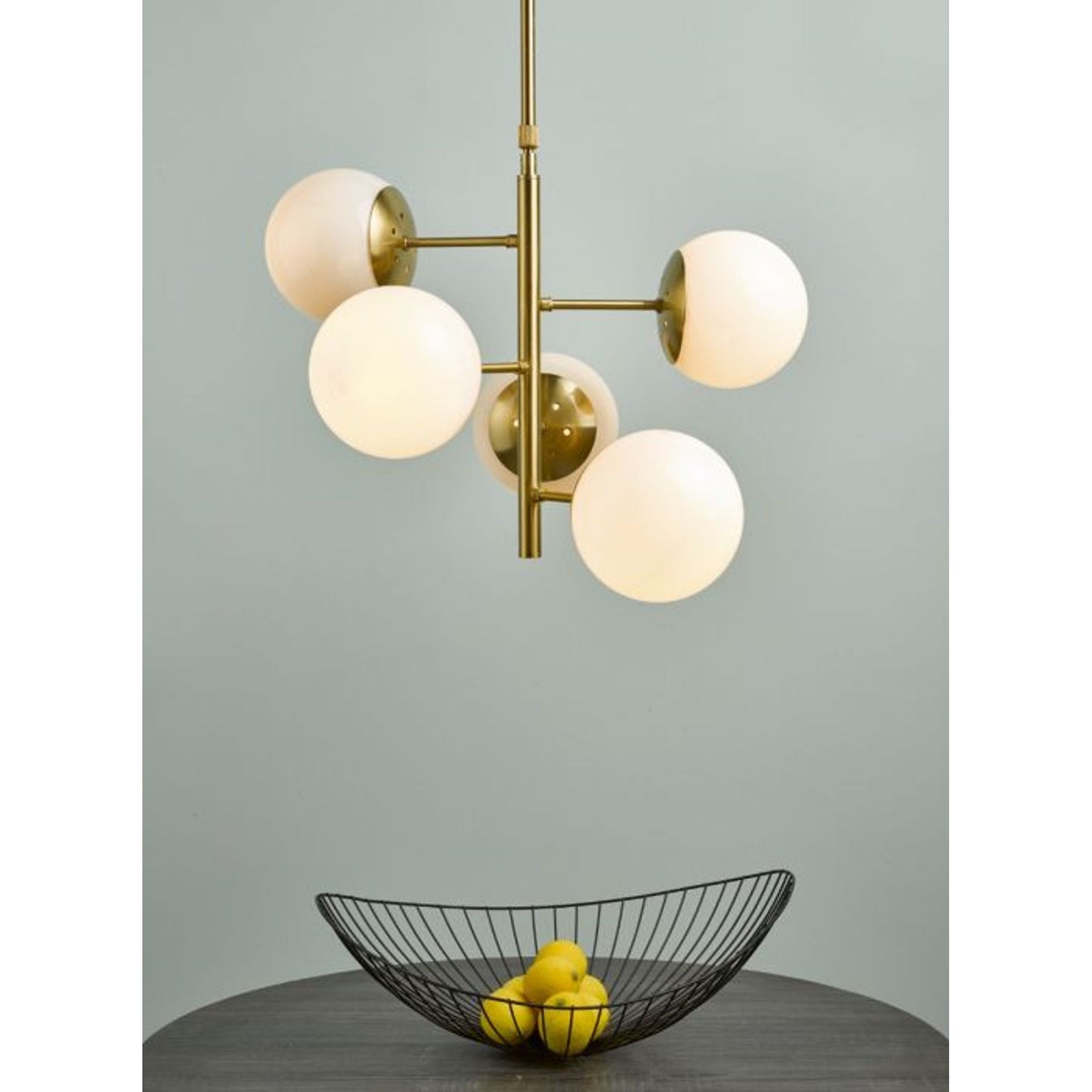 Bombazine 5-Light Brass Pendant with Opal Glass