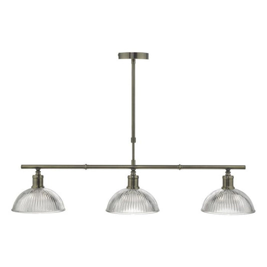 Dara 3-Light Bar Pendant Antique Brass & Glass