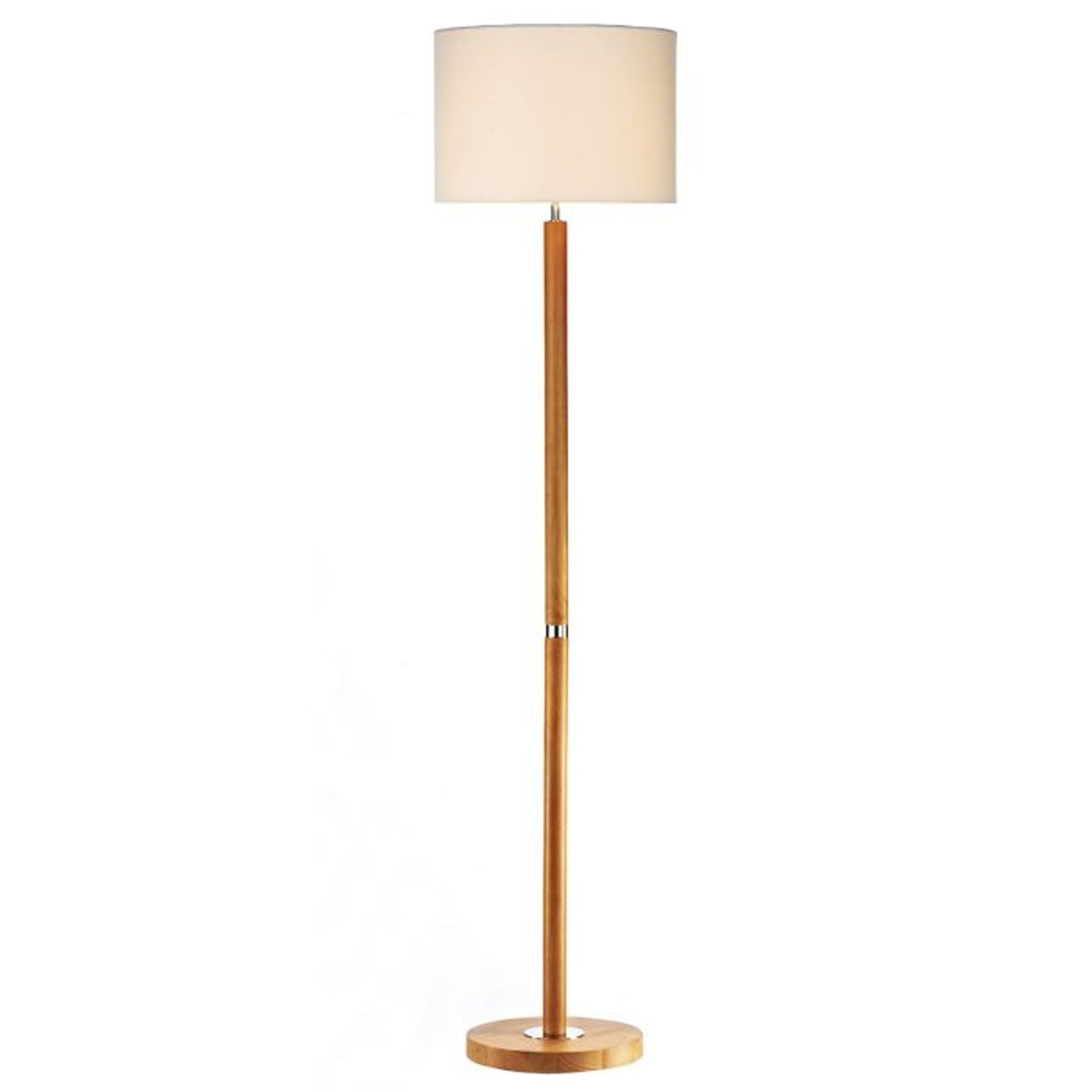 Avenue Floor Lamp Wood Base with Cream Textured Drum Shade