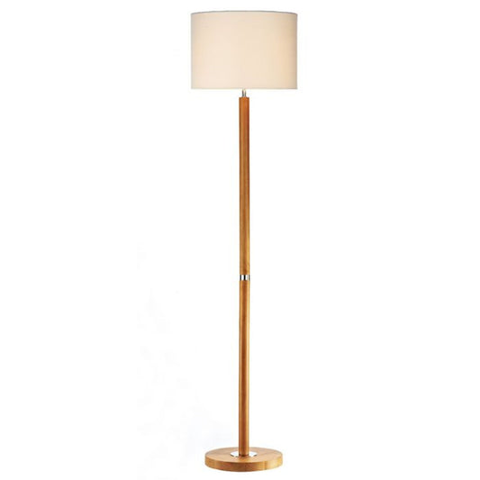 Avenue Floor Lamp Wood Base with Cream Textured Drum Shade