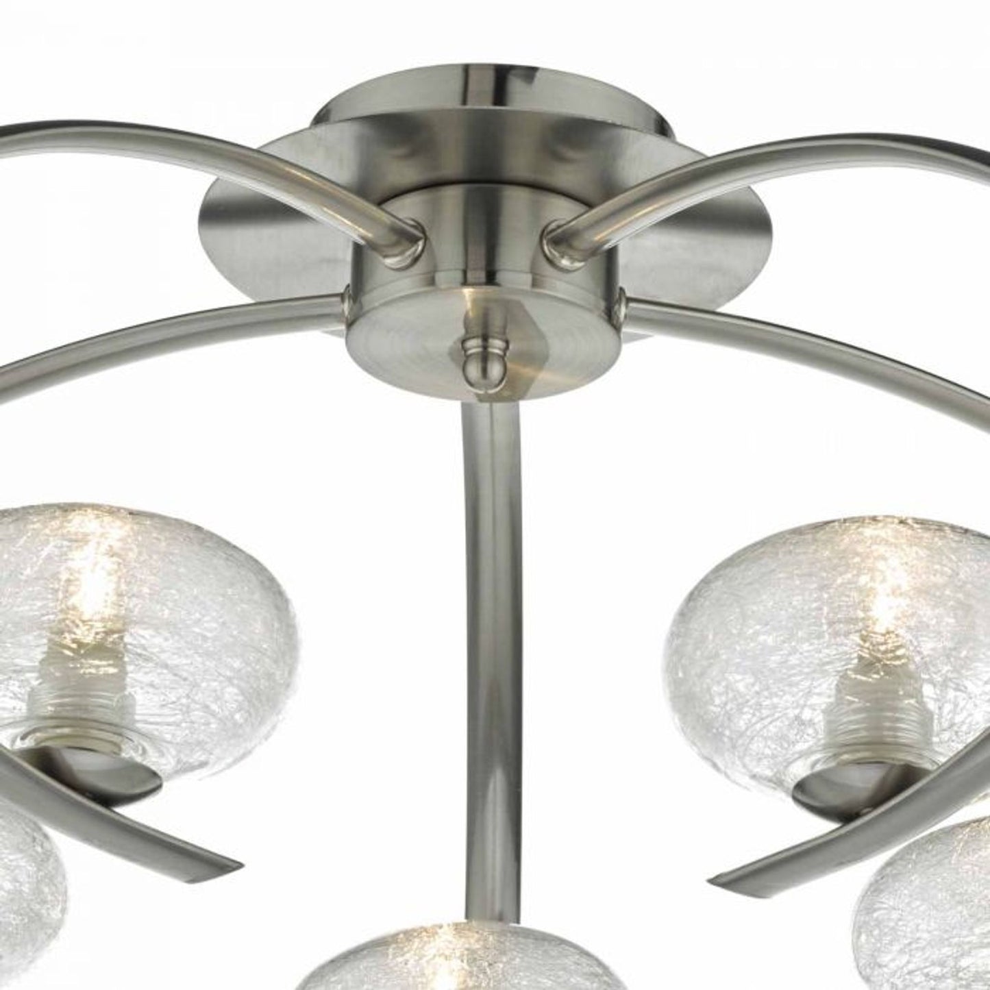 Leighton 5-Light Semi Flush in Satin Chrome with Sugar Cane Glass