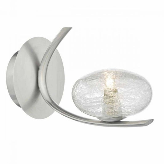 Leighton 1-Light Wall Light Satin Chrome with Sugar Cane Glass