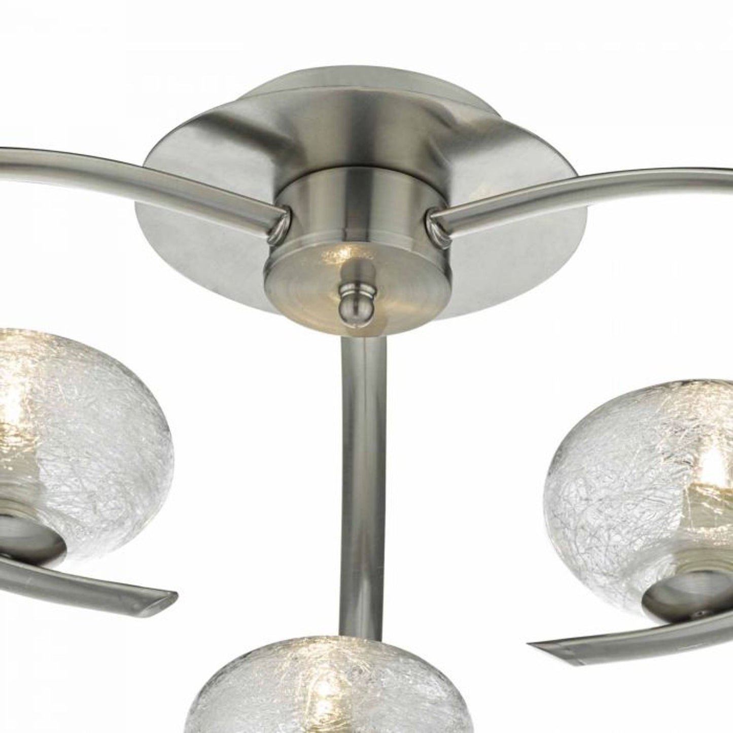 Leighton 3-Light Semi Flush in Satin Chrome with Sugar Cane Glass