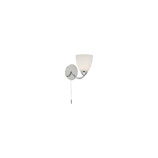 Edanna Opal Glass Wall Light with Polished Chrome Curved Arm