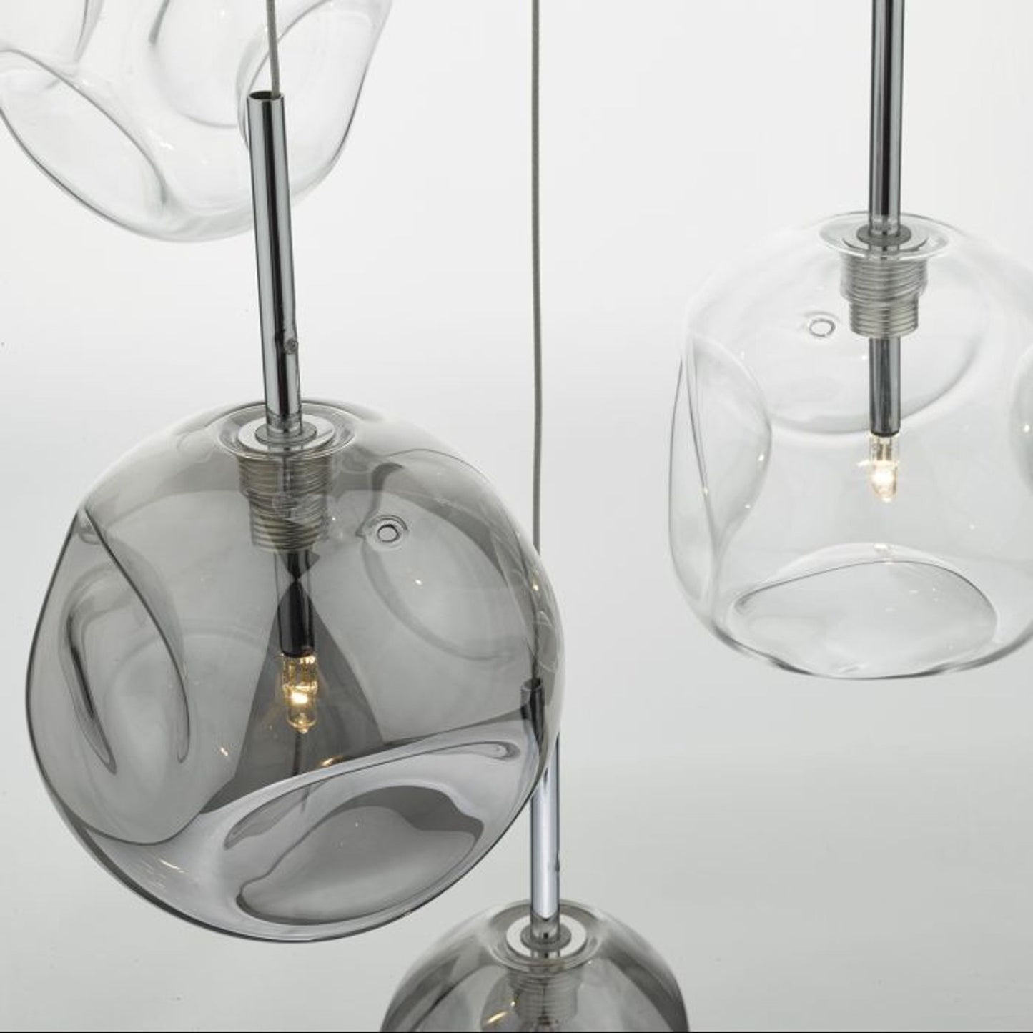 Quinn 6-Light Cluster Pendant with Organically Shaped Blown Glass