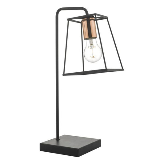 Tower Table Lamp Matt Black with Copper Detailing