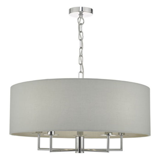 Jamelia 5-Light Pendant with Polished Chrome Detailing & Cotton Shade