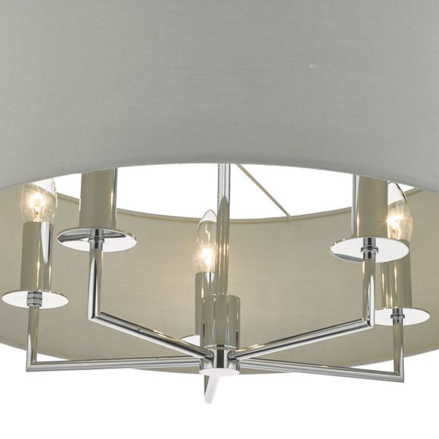 Jamelia 5-Light Pendant with Polished Chrome Detailing & Cotton Shade