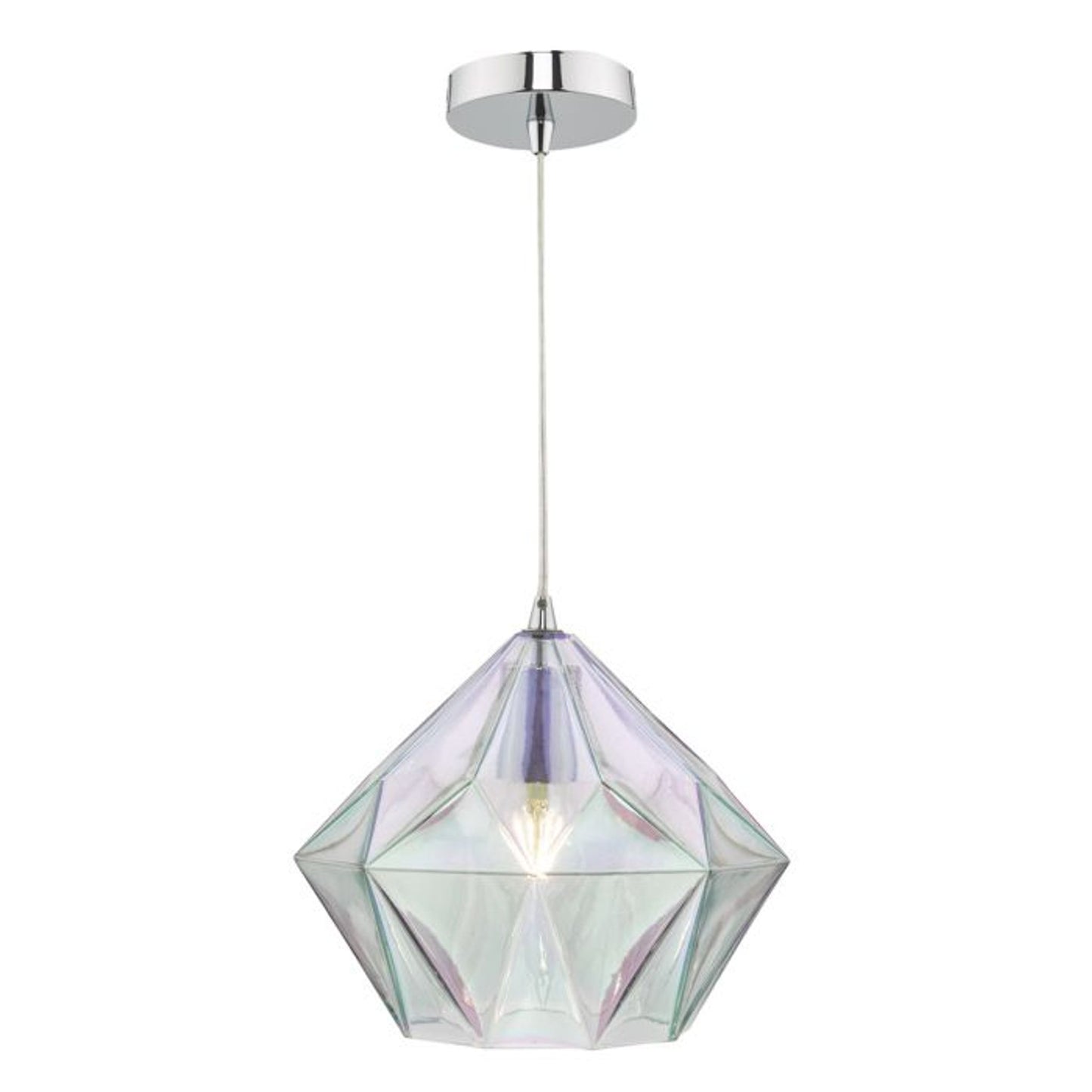 Gaia 1-Light Pendant Polished Chrome with Iridised Bevelled Glass