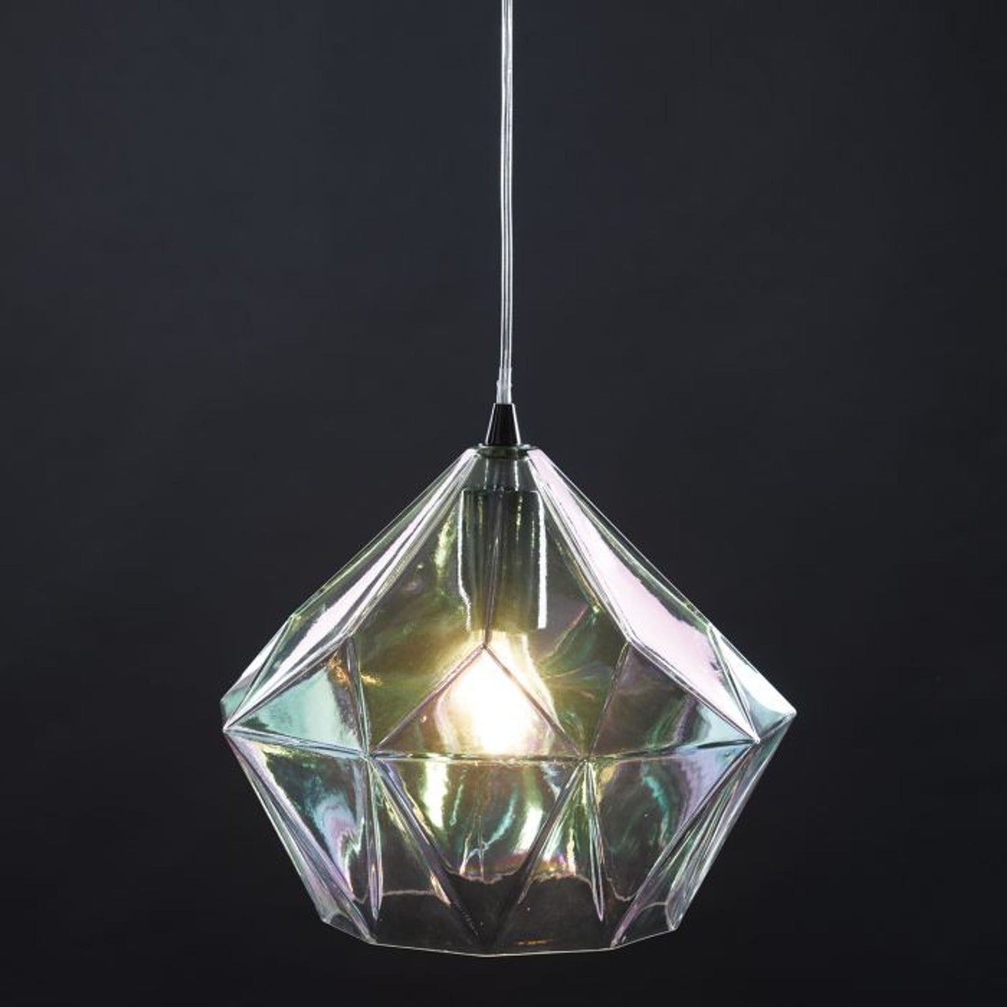 Gaia 1-Light Pendant Polished Chrome with Iridised Bevelled Glass