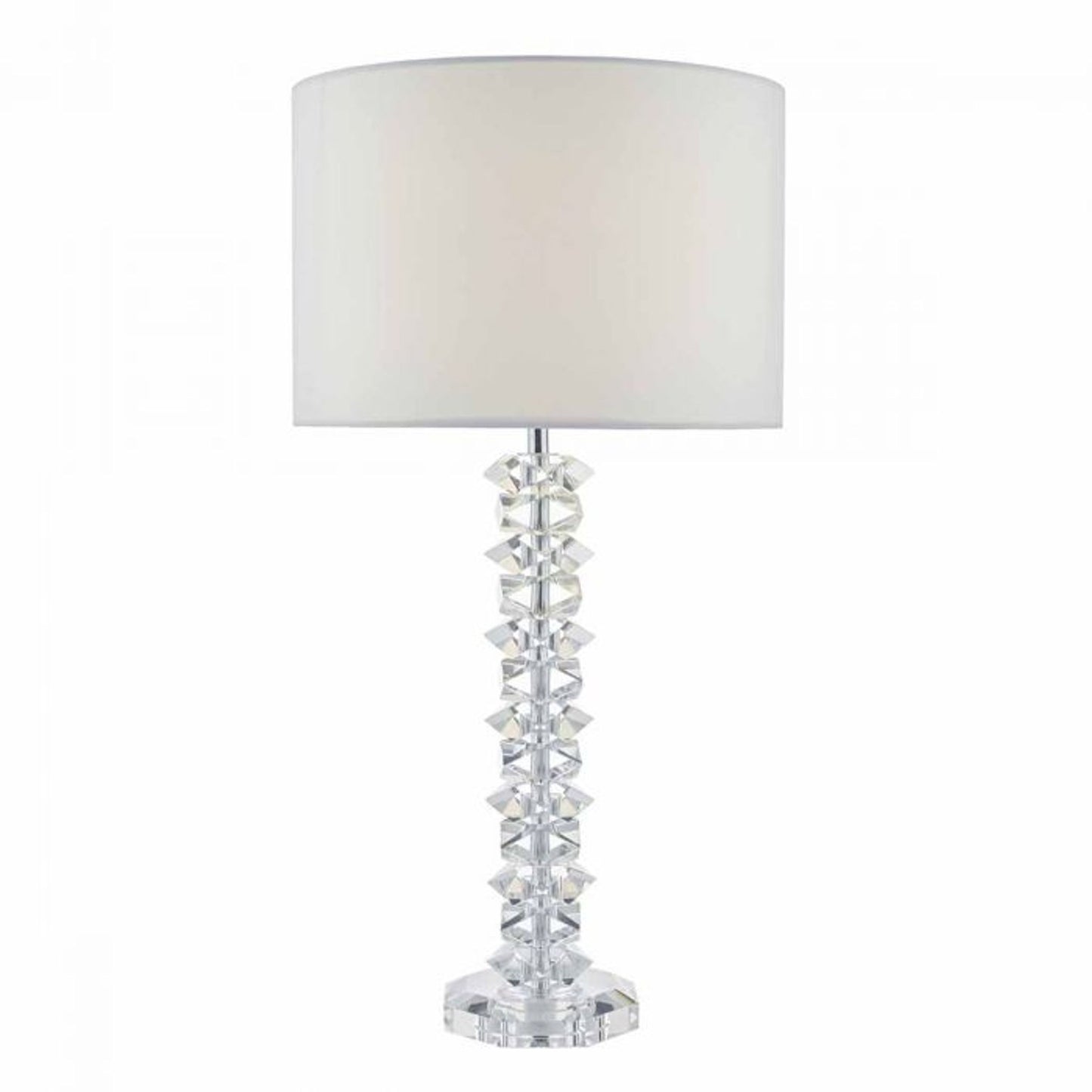 Mina Table Lamp Polished Chrome & Crystal with Cream Cotton Shade