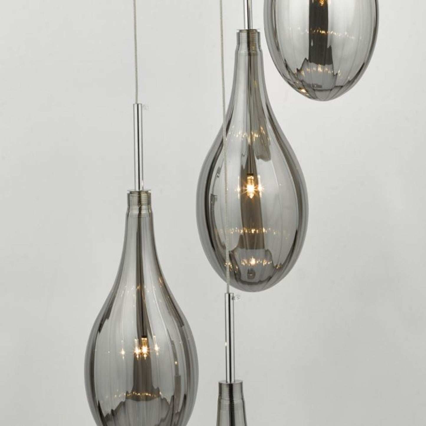 Seta 6-Light Cluster Pendant Polished Chrome with Smoked Glass Shades