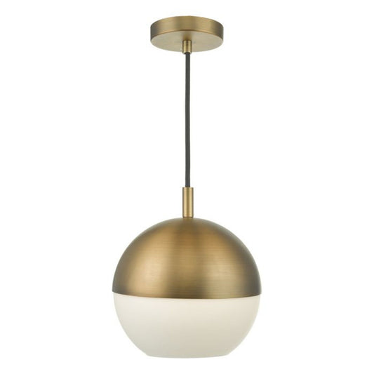 Andre 1-Light Pendant Aged Brass with Opal White Glass