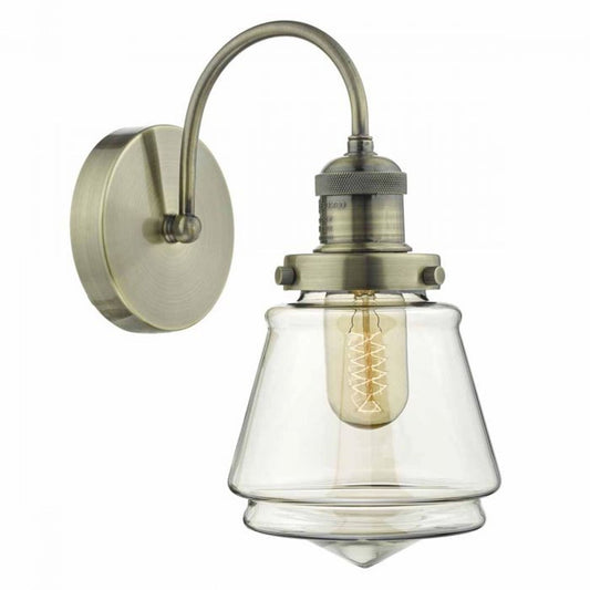 Curtis Wall Light Antique Brass with Champagne Glass