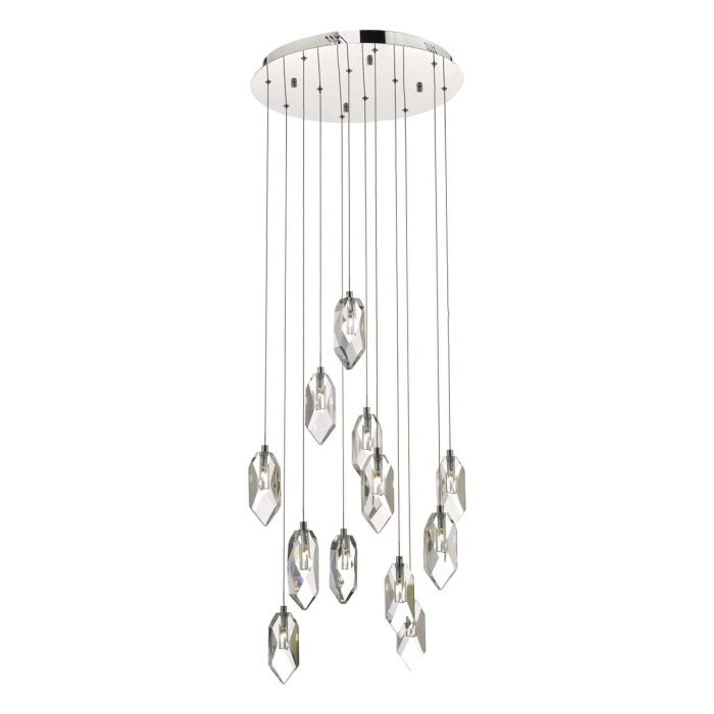 Crystal 12-Light Cluster Pendant Polished Chrome