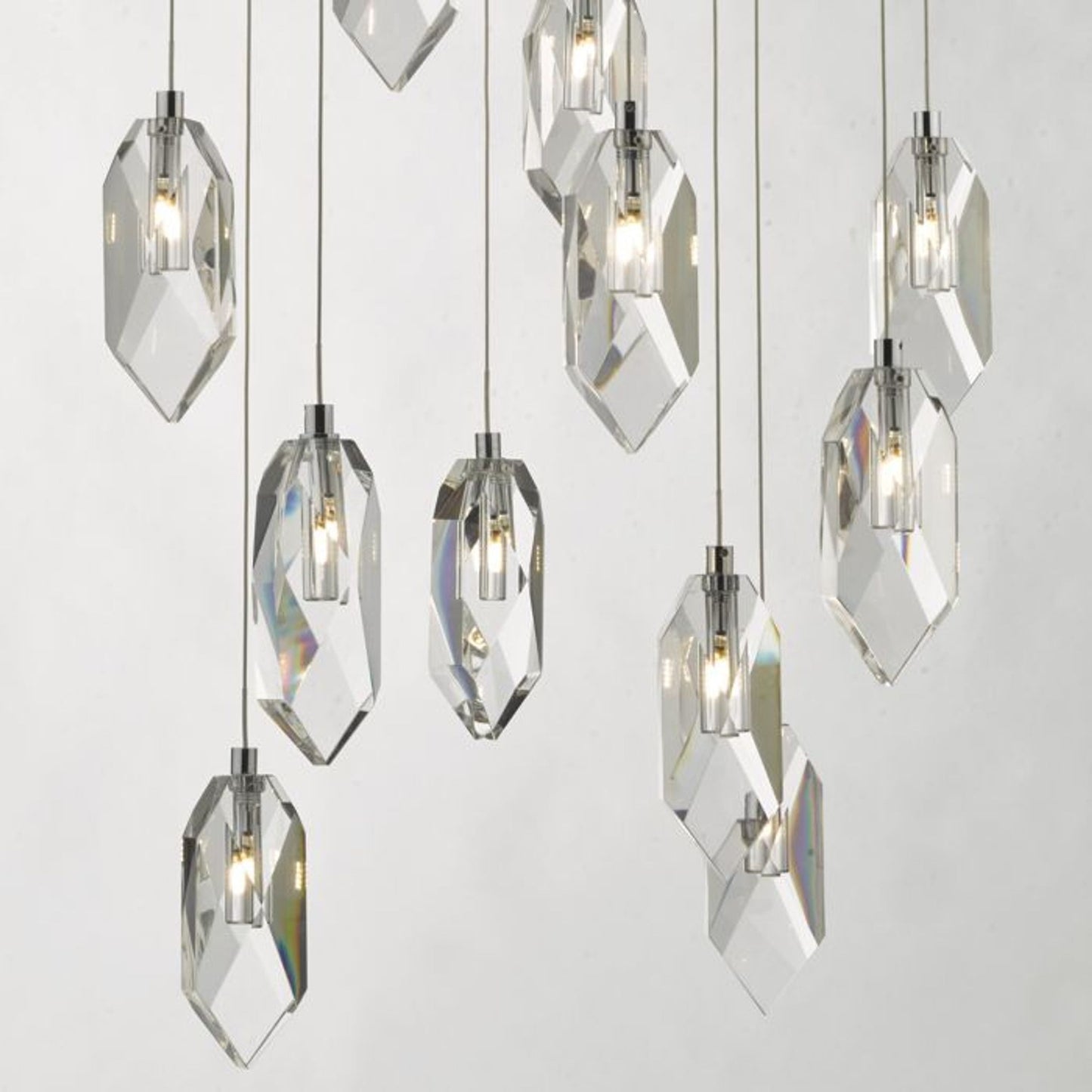 Crystal 12-Light Cluster Pendant Polished Chrome