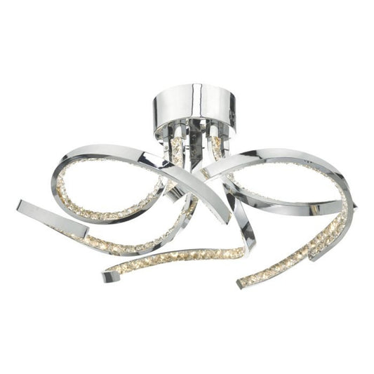 Zya 5-Light Flush Mount Polished Chrome with Crystal LED