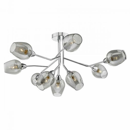 Eloise 9-Light Semi Flush Polished Chrome with Glass Shades