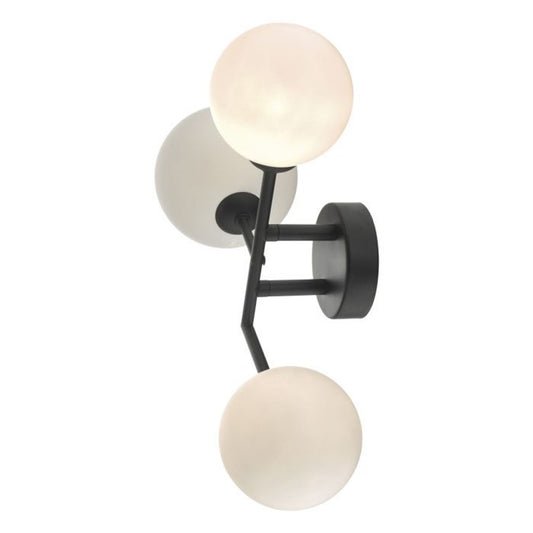 Euan 3-Light Wall Lamp Black with Opal Glass