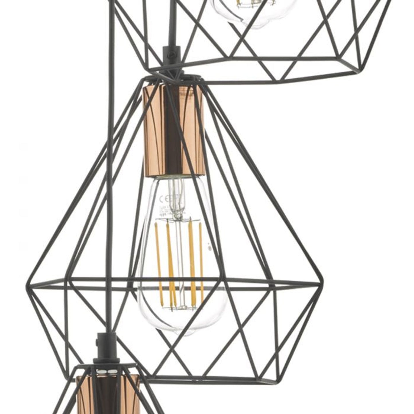 Deyon 3-Light Black & Copper Cluster Pendant