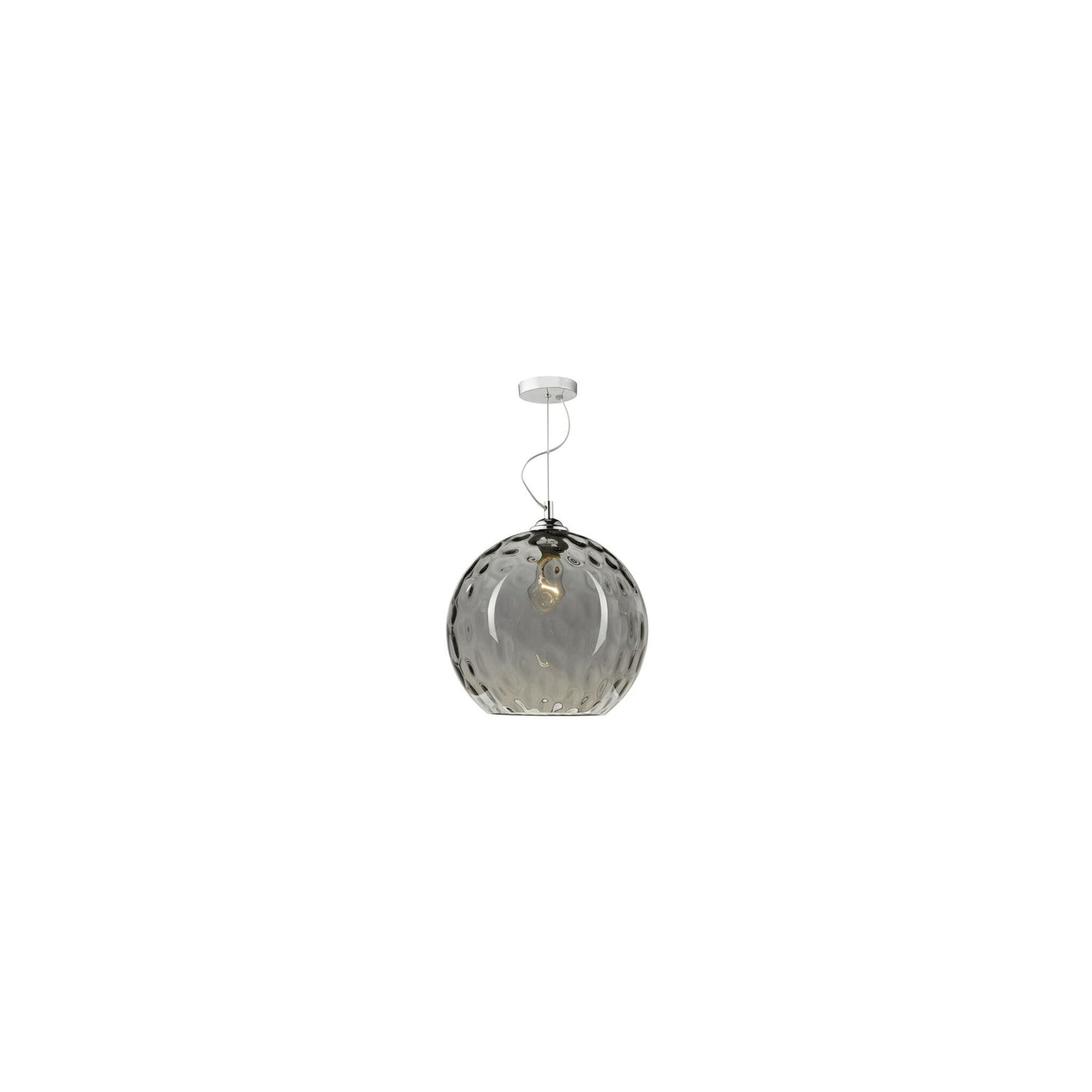 Aulax 1-Light Pendant Silver Smoked Glass with Dimple Effect