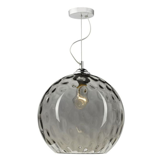 Aulax 1-Light Pendant Silver Smoked Glass with Dimple Effect