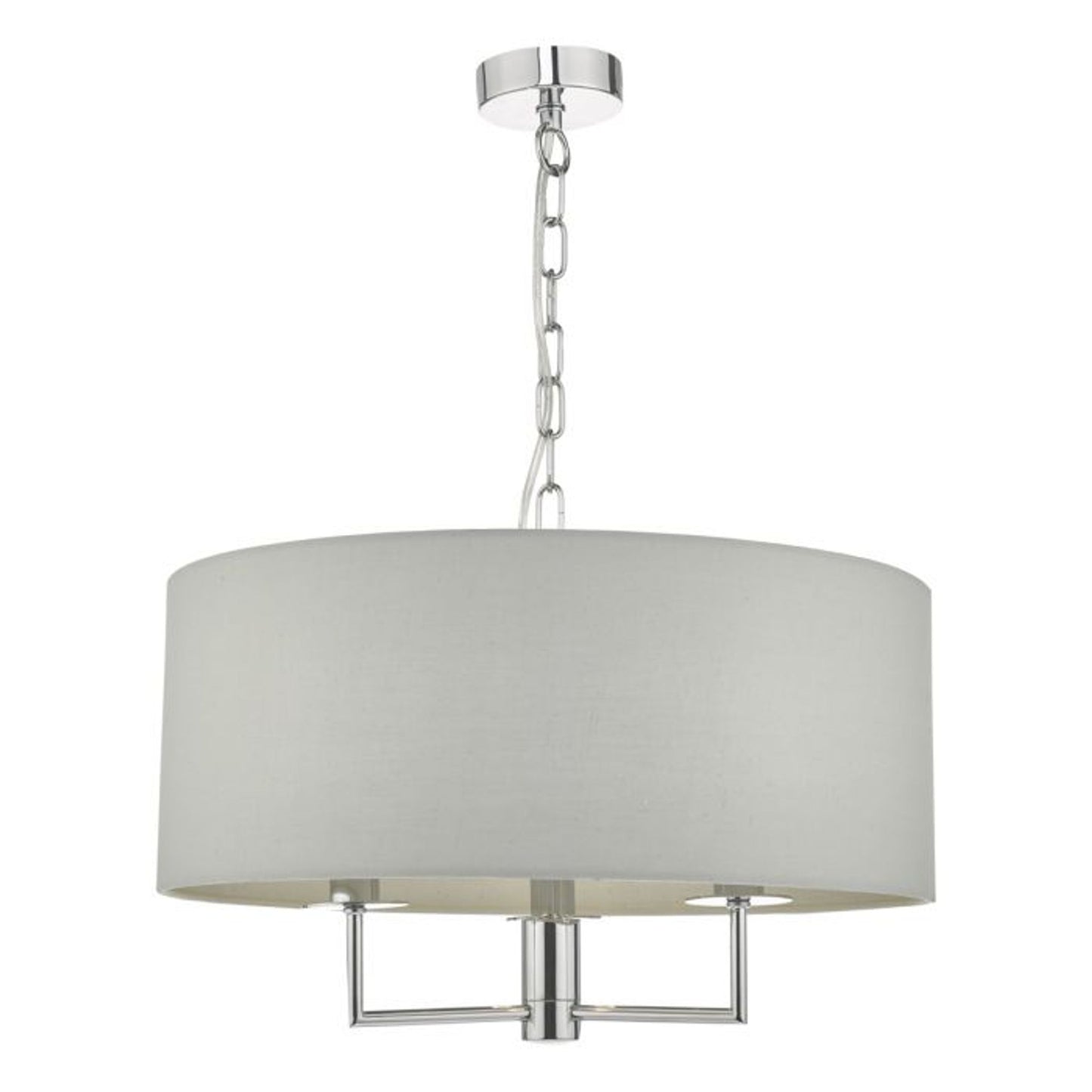 Jamelia 3-Light Pendant Polished Chrome with Grey Cotton Shade