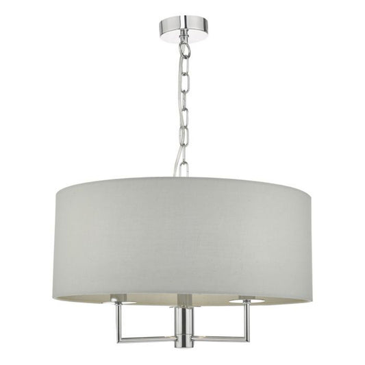 Jamelia 3-Light Pendant Polished Chrome with Grey Cotton Shade