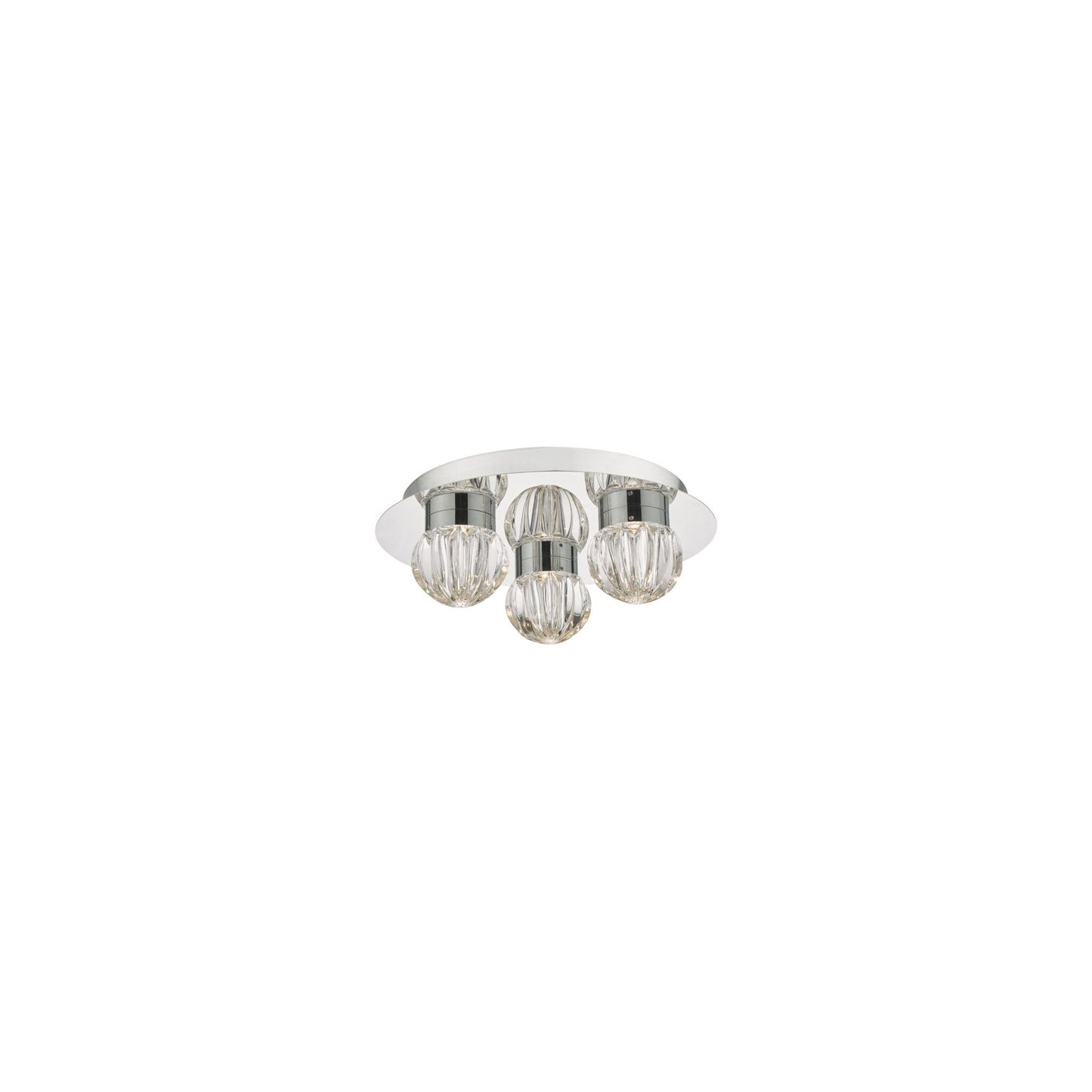 Zondra 3-Light Flush Polished Chrome with Rippled Glass Shade