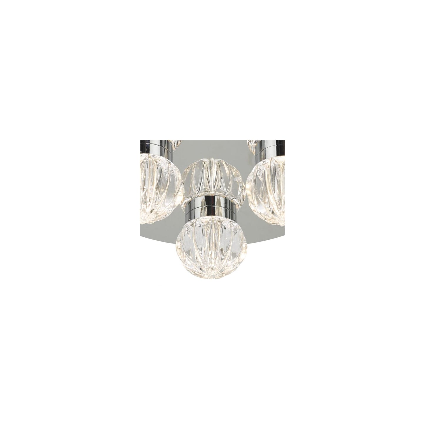 Zondra 3-Light Flush Polished Chrome with Rippled Glass Shade