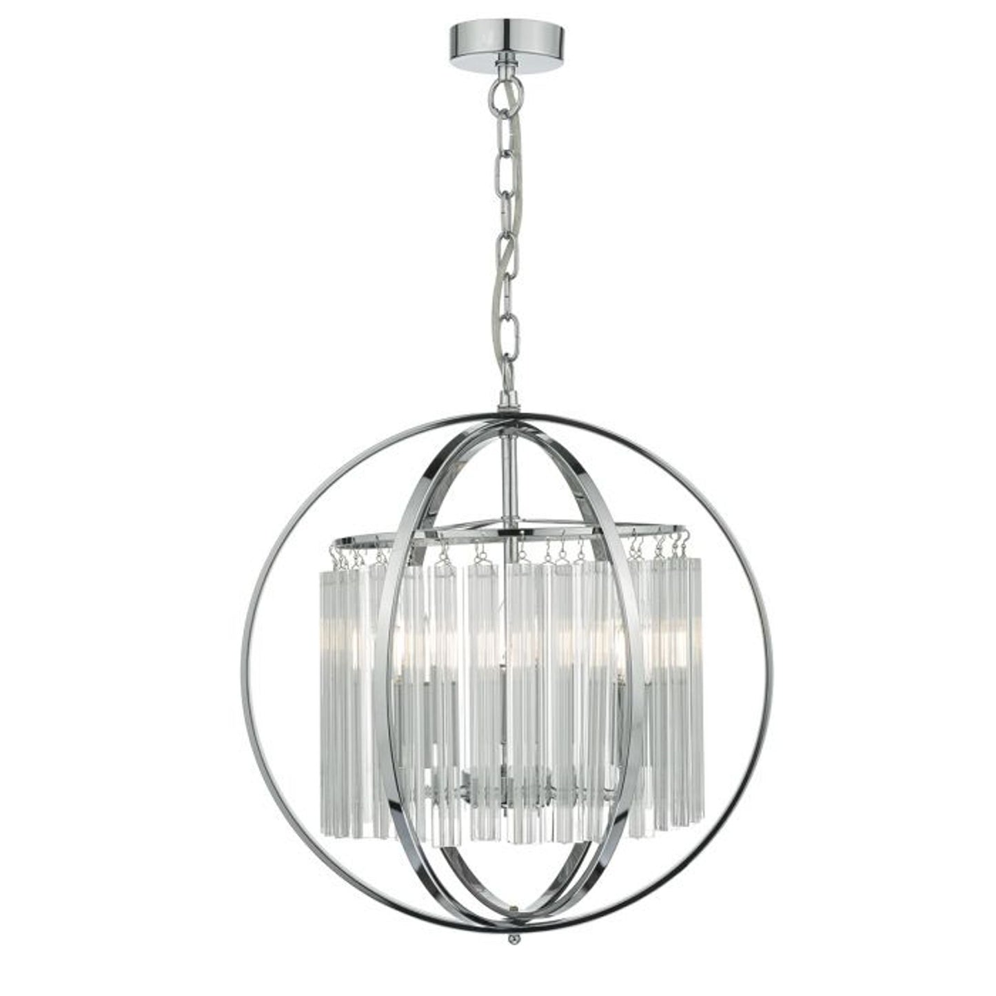 Abdul 3-Light Pendant Polished Chrome with Glass Rods