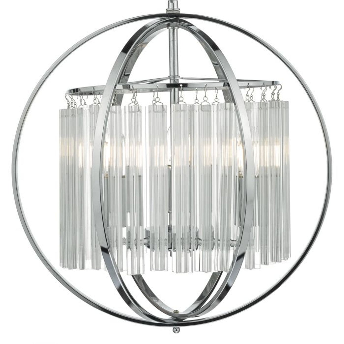 Abdul 3-Light Pendant Polished Chrome with Glass Rods