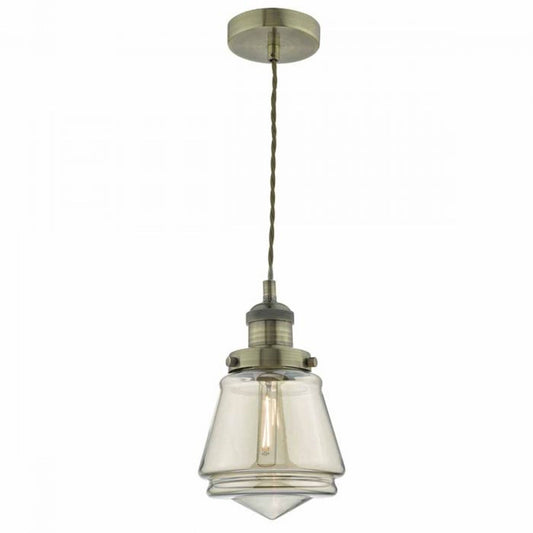 Curtis 1-Light Pendant in Antique Brass with Champagne Glass