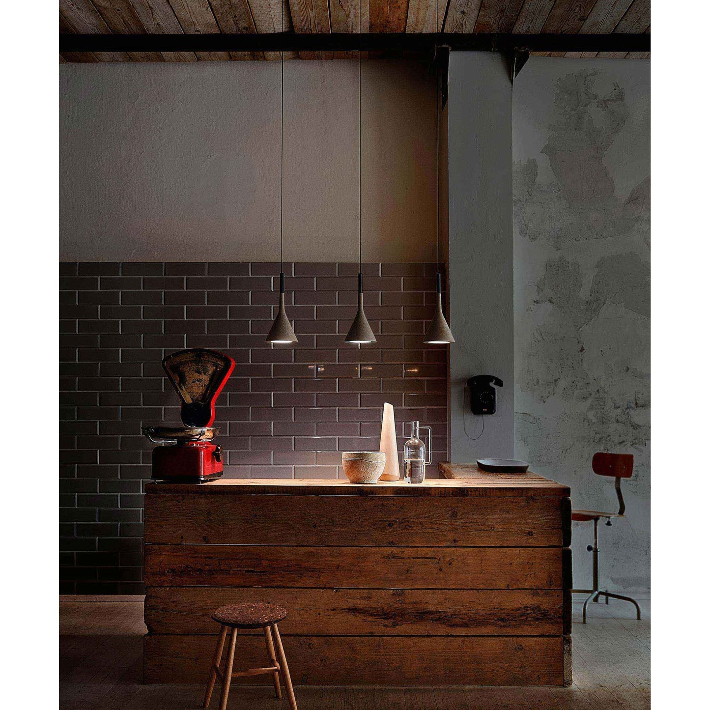 Aplomb GU10 Texture Pendant with Concrete & Aluminium