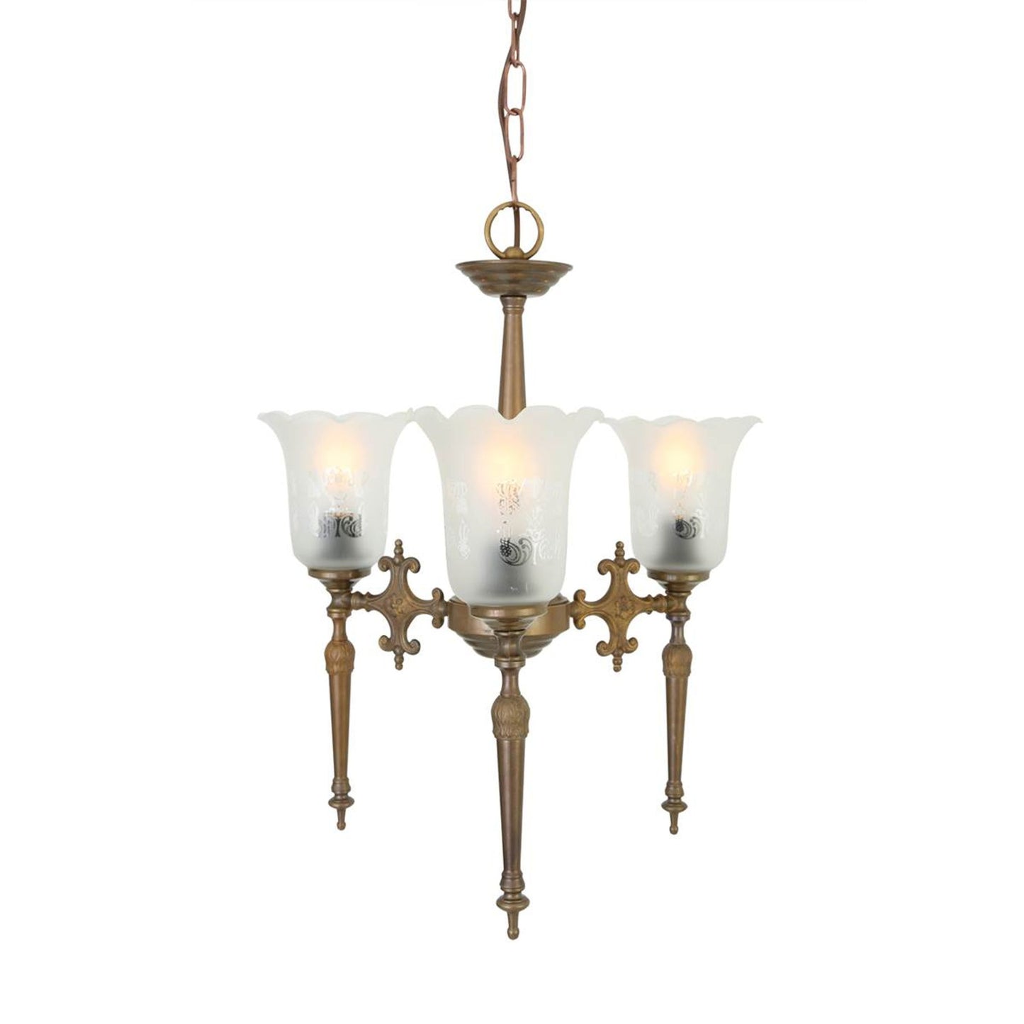 Allen 3-Arm Traditional Brass / Glass Chandelier