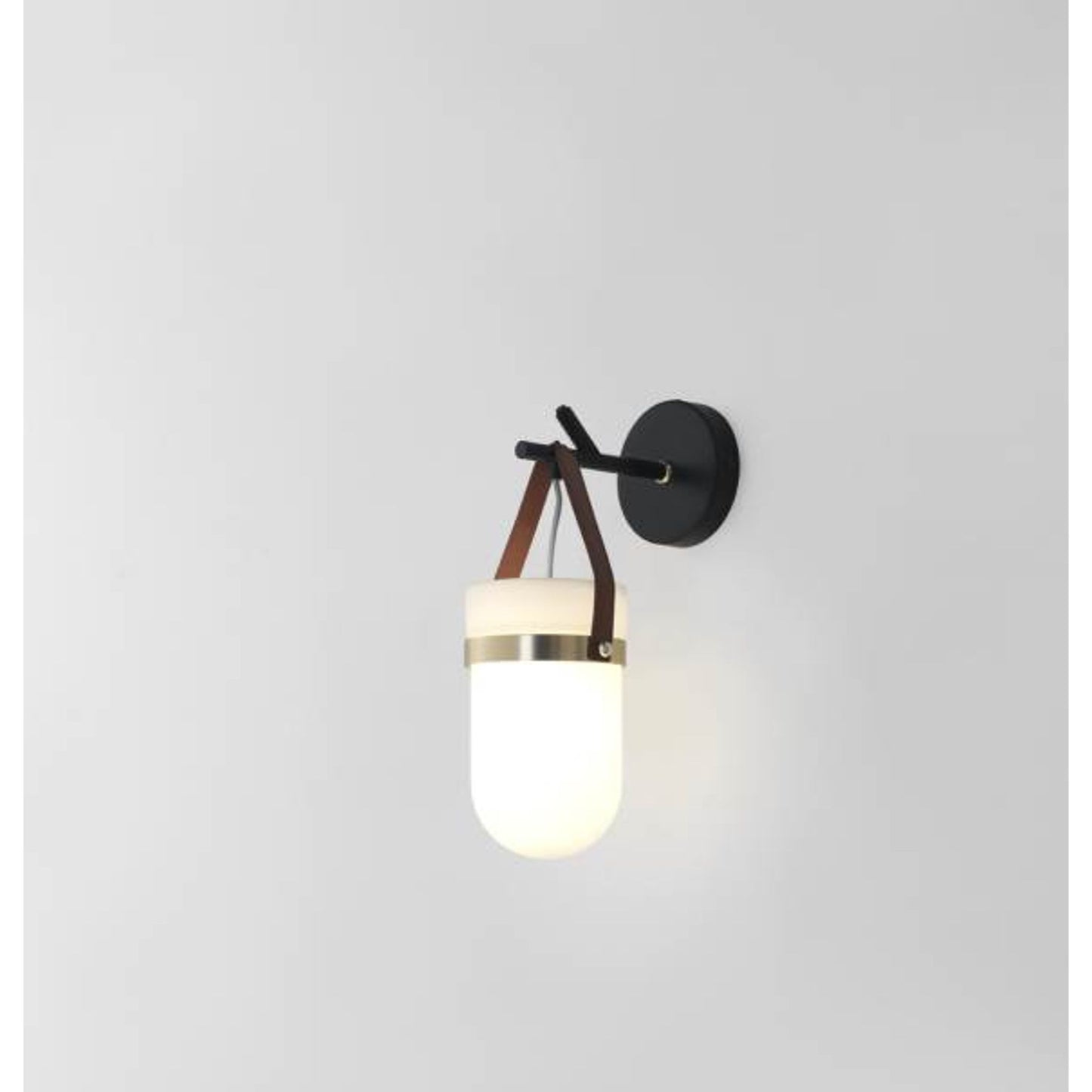 Almon Wall Light in Matt Black with Matt Brass Details and Opal Glass