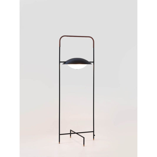 Wong Matt Black Floor Lamp with Copper & Brass Detailing