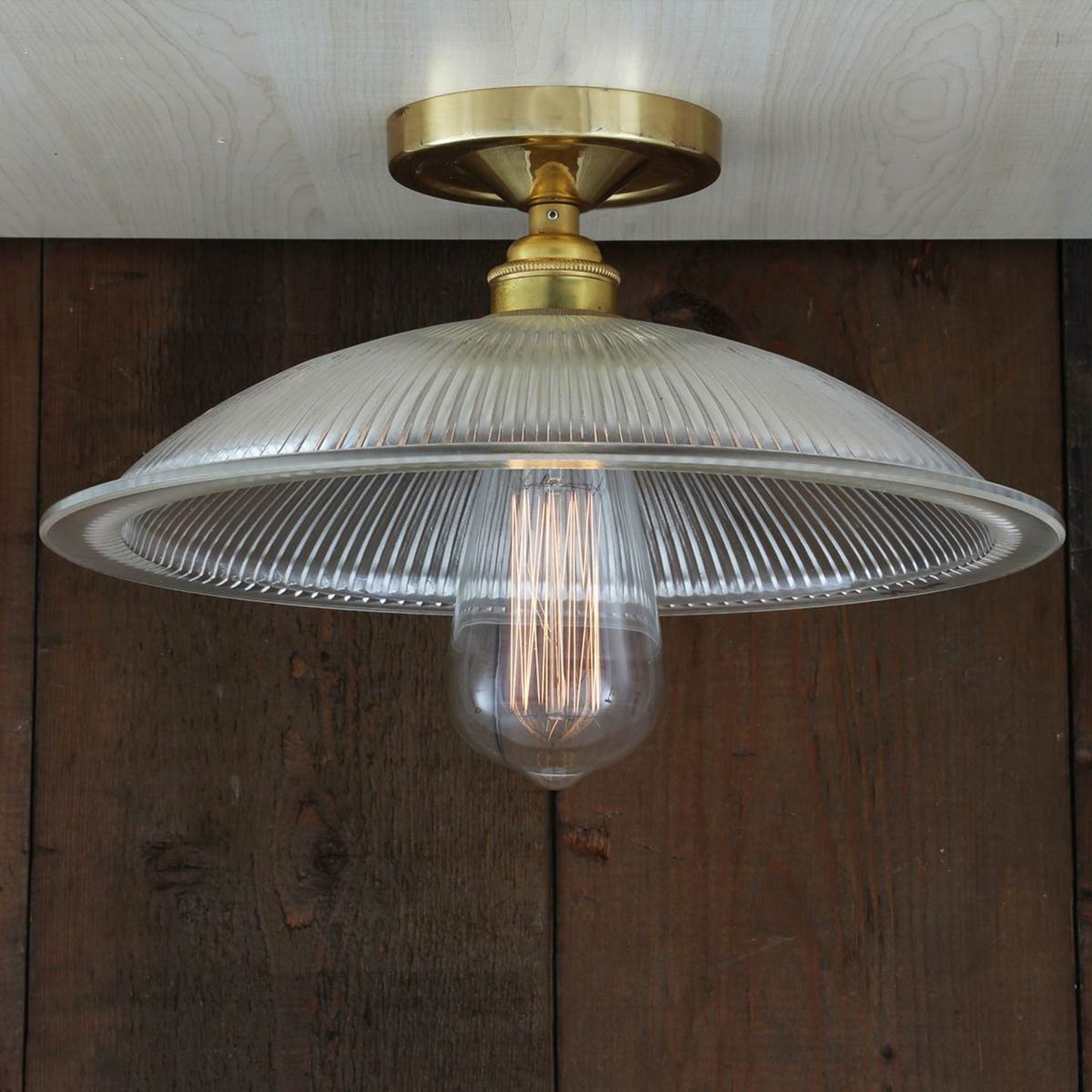 Calix Holophane Semi-Flush with Prismatic Glass Shade