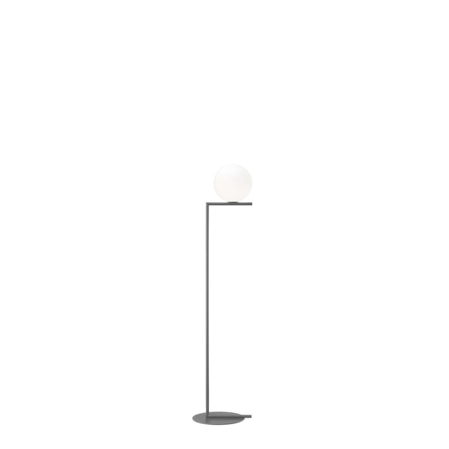 IC F1 Small Steel Floor Lamp with Blown Glass Opal Diffuser