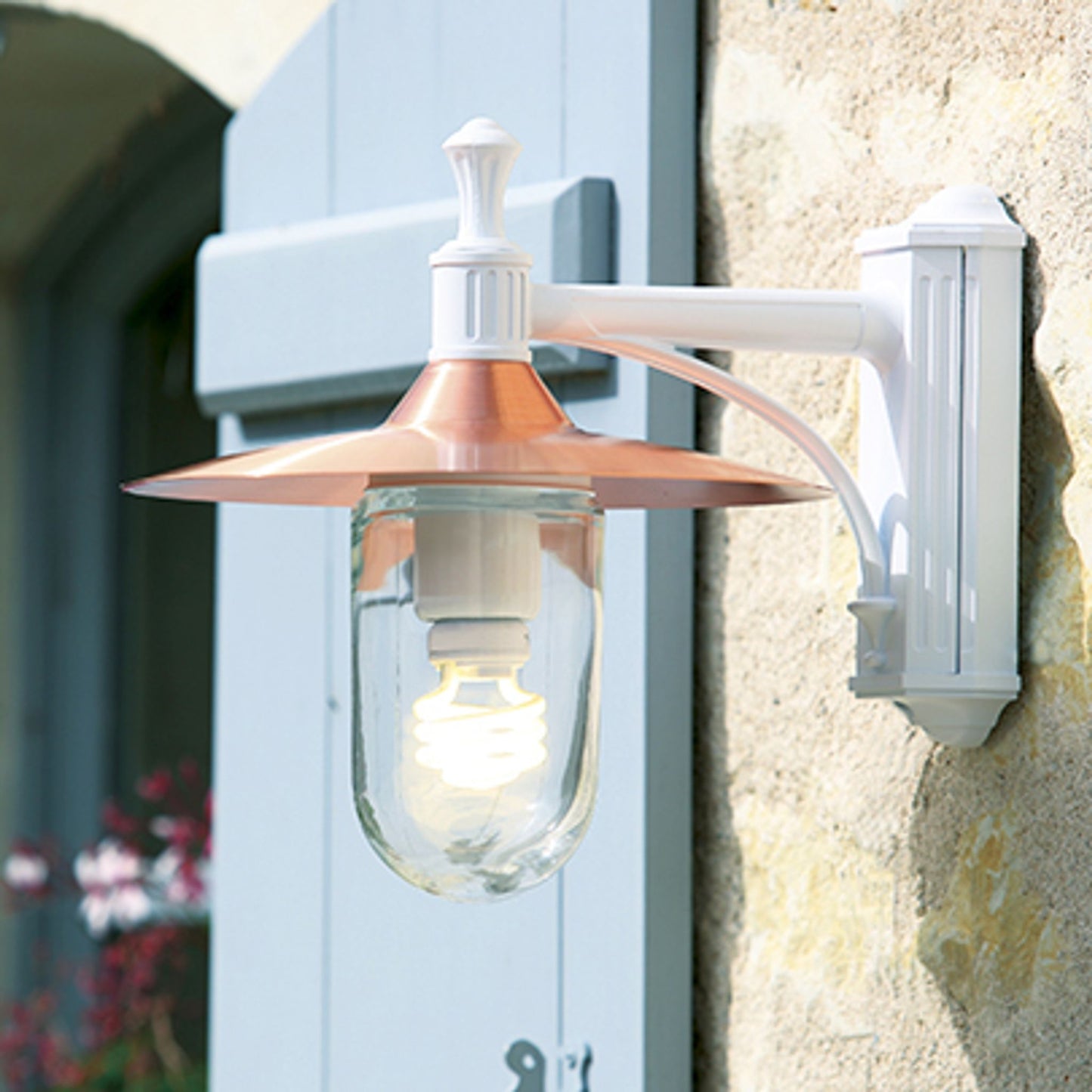 Montana Model 3 Clear Glass & Copper Shade Wall Light with Cast Aluminium Bracket